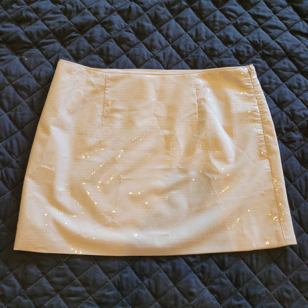 NWT A New Day Cream Tan Mini A-Line Skirt With Sequins